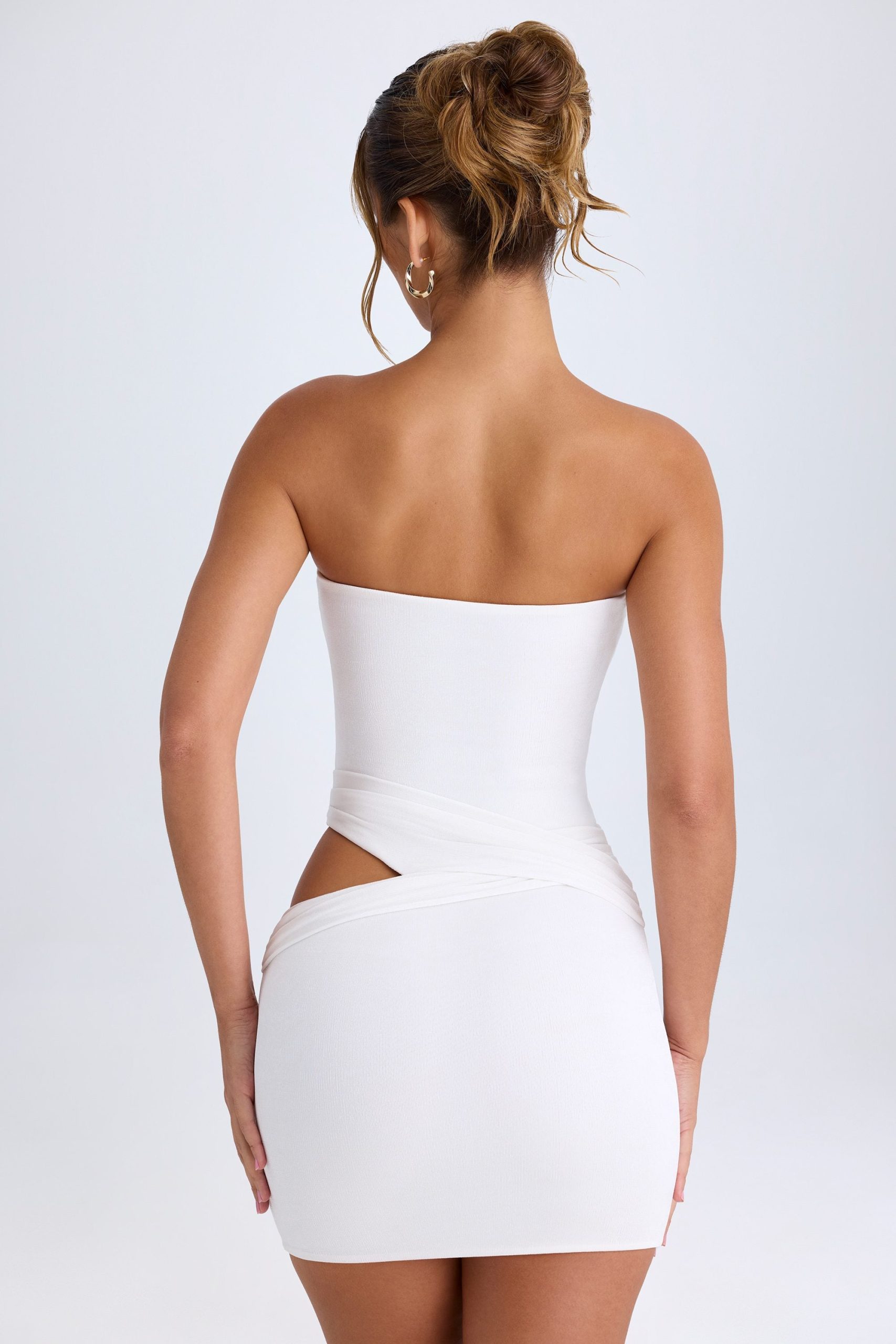 Cut-Out Bandeau Mini Dress in White - Image 2