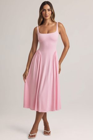 Modal A-Line Midaxi Dress in Pastel Pink