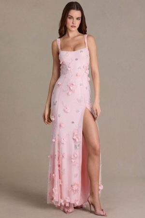 Embellished Corset Gown in Baby Pink