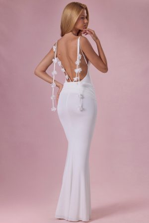 Jersey Draped Gown in White