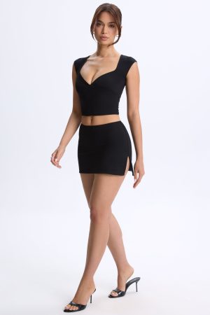 Modal Mid-Rise Micro Mini Skirt in Black