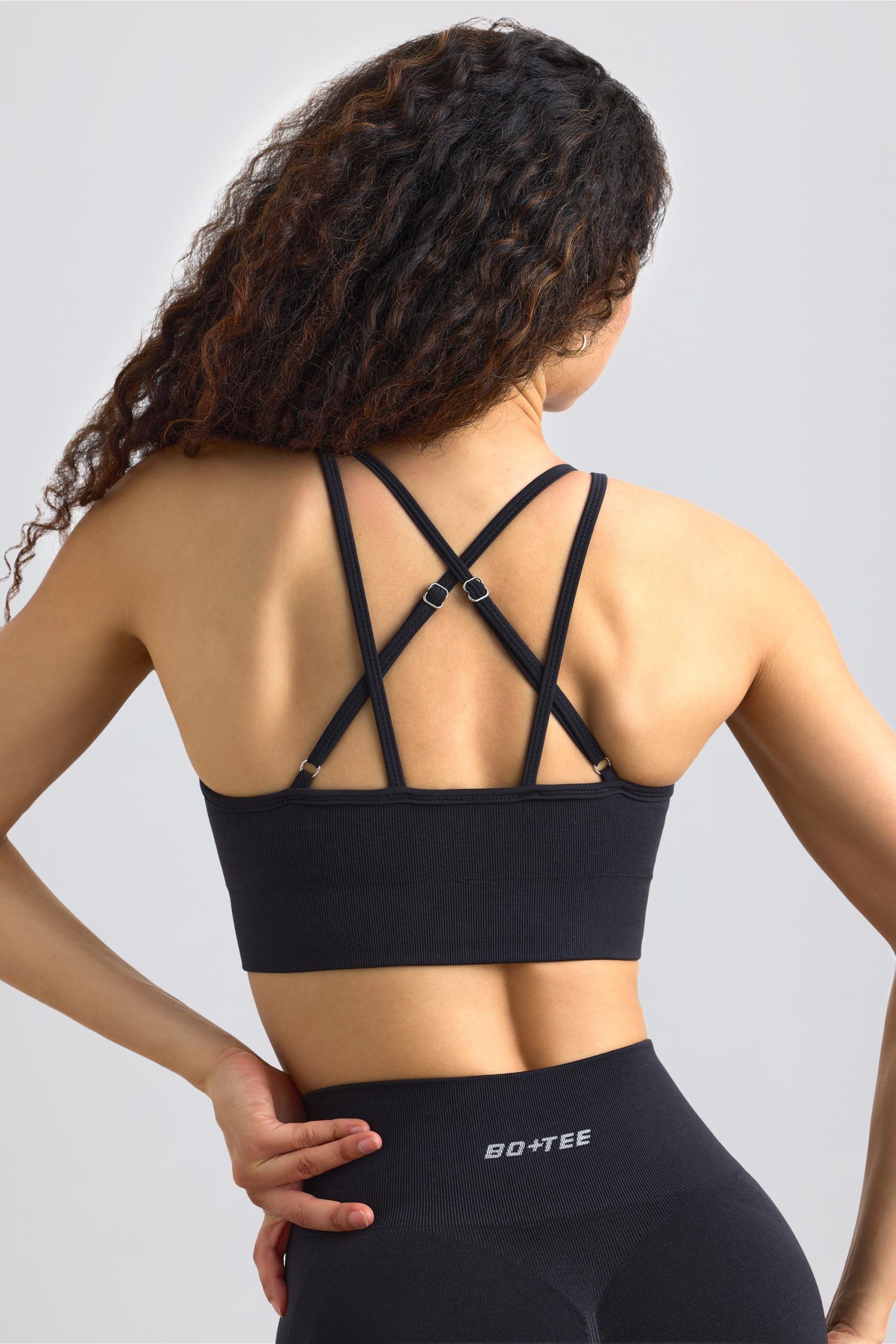 Strappy Define Luxe Sports Bra in Black - Image 4