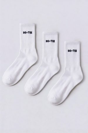 Ribbed Half-Crew 3-Pack Socks in White