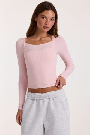 Modal Layered Top  in Blush Marl