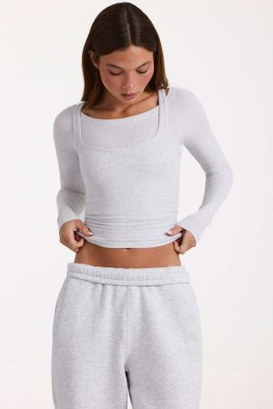 Modal Layered Top in Grey Marl