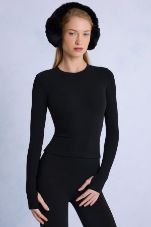 Thermal Long Sleeve Top in Black