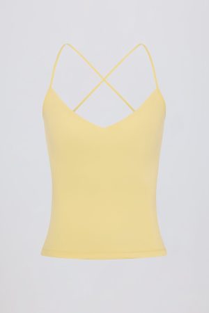 Cross-Back Tank Top in Lemon