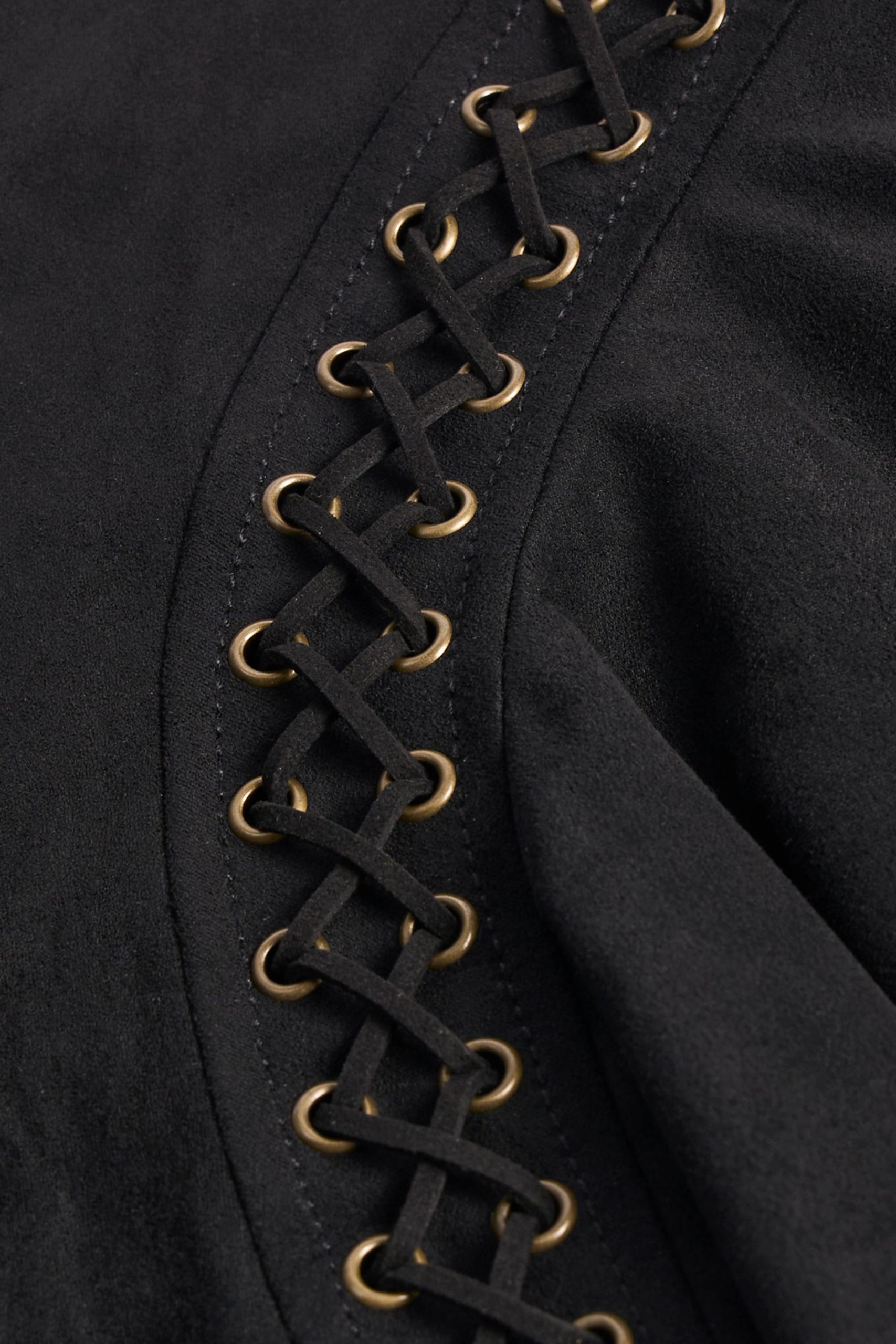 Lace-Up Mid-Rise Mini Skirt in Black - Image 3