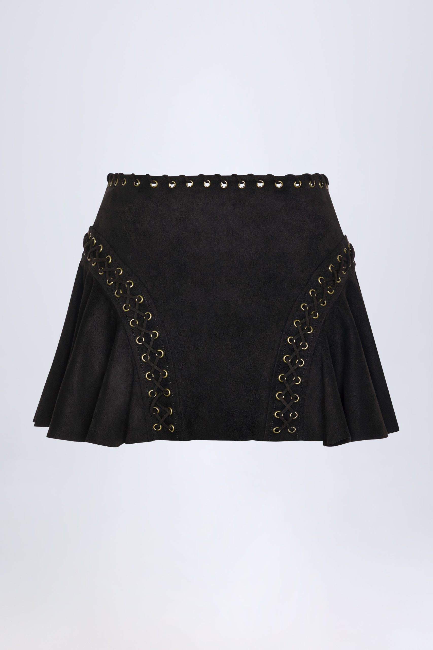 Lace-Up Mid-Rise Mini Skirt in Black - Image 5
