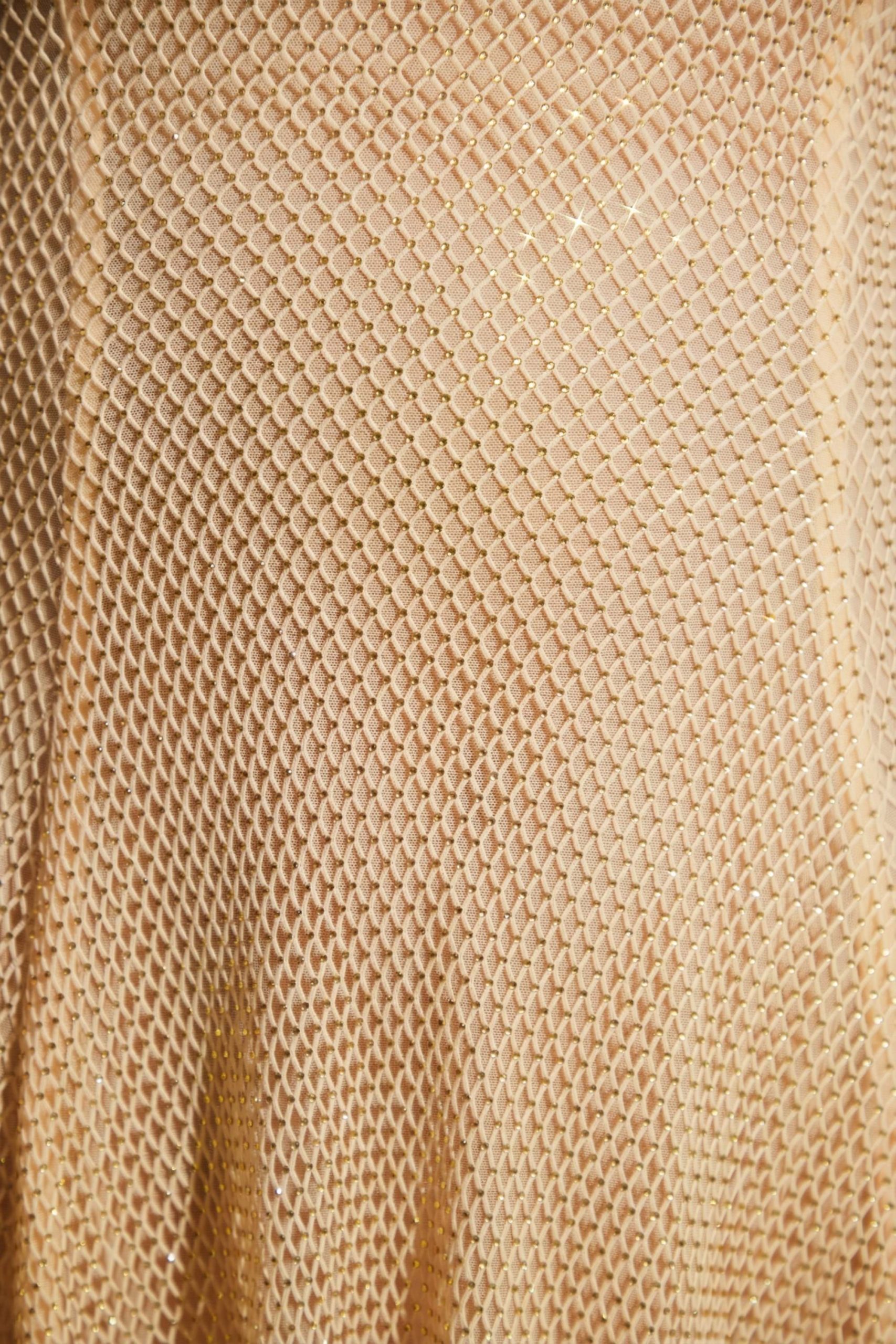 Embellished Long Sleeve Backless Mini Dress in Gold - Image 10