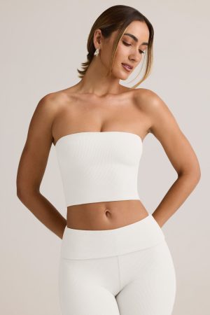 Modal Strapless Crop Top in White